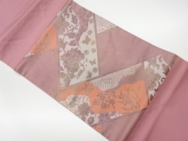 JAPANESE KIMONO / VINTAGE NAGOYA OBI / WOVEN BUTTERFLY & FLOWER ARABESQUE